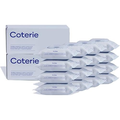 Coterie Baby Travel Size Wipes for Sensitive Skin, Plant-Based and Plastic-Free Fibers, 99% Water, Hypoallergenic, pH Balanced, Unscented, Clean and Gentle Baby Essentials, 16 Travel Packs, 288 Count