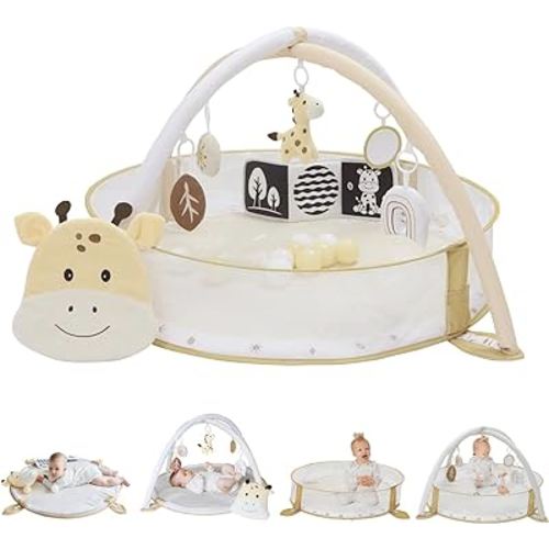 Aila+Aiden 6-in-1 XL Play Mat & Play Gym, Baby Gym, Baby Activity Gym, Sensory Exploration and Motor Skill Development Toys (Sand)