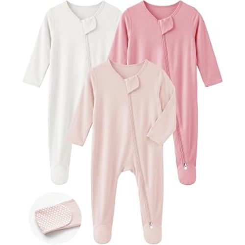 Bamboo Sleepers for Baby Boy, Newborn Footie Footed Pajamas, Bamboo Viscose Infant Onesies Clothing Long Sleeve
