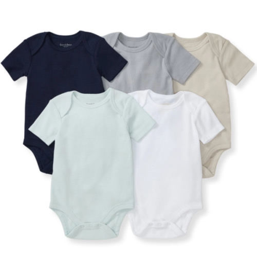 Solid Organic Cotton Short Sleeve Baby Bodysuits 5 Pack Midnight