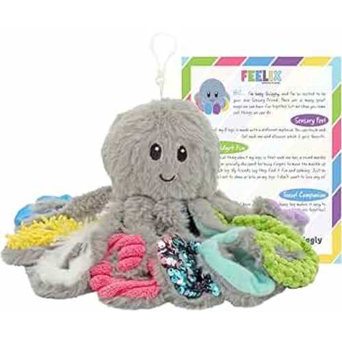 Mini Sensory Octopus Plush Toy, Travel-Size Fidget Plush for Special Needs and Sensory Fun