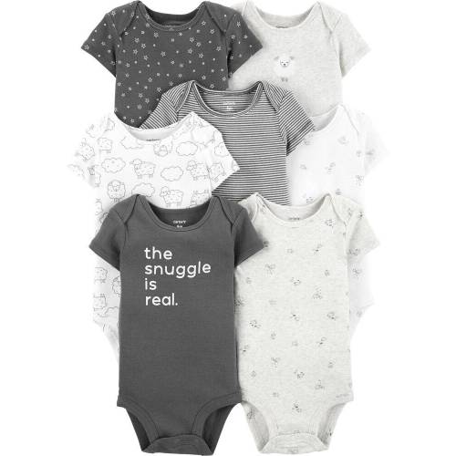 Carter's Short-Sleeve Original Bodysuits (7 Pack) - Elephants, 9M
