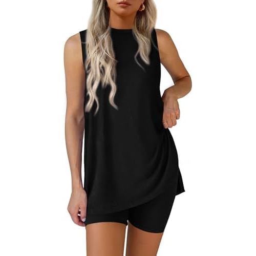 PRETTYGARDEN 2 Piece Sets for Women 2025 Summer Lounge Shorts Set Matching Resort Airport Travel Loungewear Outfits Clothing