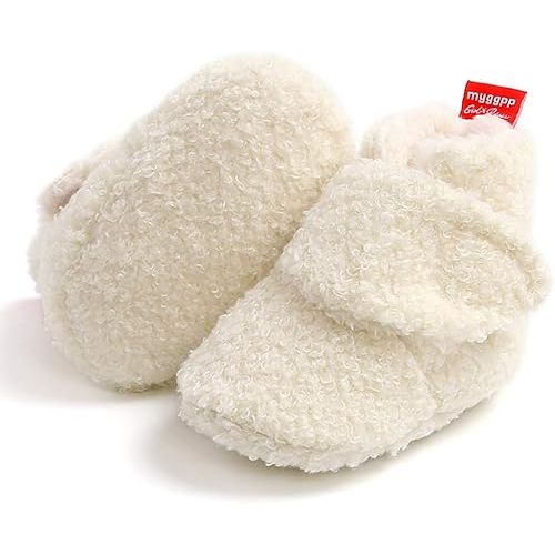 Timatego Newborn Baby Boys Girls Booties Stay On Socks Non Skid Soft Sole Infant Toddler Warm Winter House Slipper Crib Shoes 0-18 Months