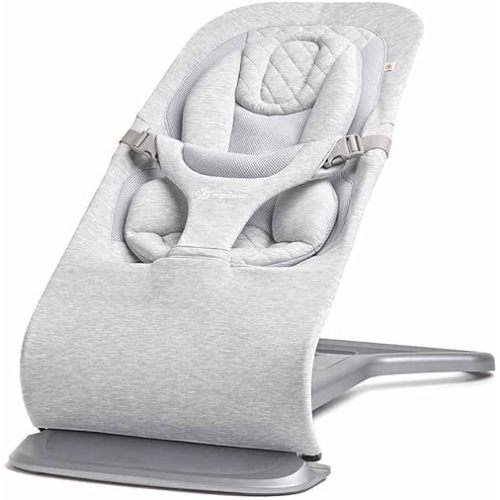 Ergobaby Evolve 3-in-1 Bouncer, Adjustable Multi Position Baby Bouncer Seat, Fits Newborn to Toddler, Light Grey