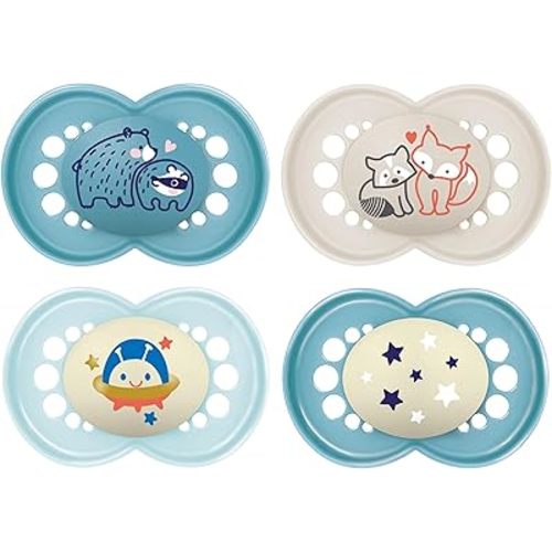 MAM Original Day & Night Baby Pacifier, Nipple Shape Helps Promote Healthy Oral Development, Glows in The Dark, 3 Pack, 6-16 Months, Boy,3 Count (Pack of 1)