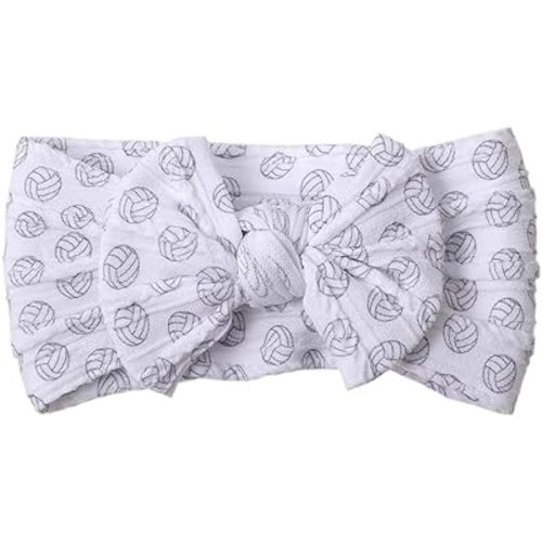 Baby Baseball Headband with Bow Sport Soccer Headband Bowknot Wide Hair Band Football Hair Bow for Toddler Infant TSFD55 (Volleyball Pattern)
