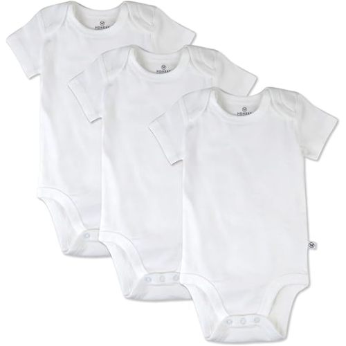 HonestBaby Baby Short Sleeve One-Piece 100% Organic Cotton Bodysuits, Multipack
