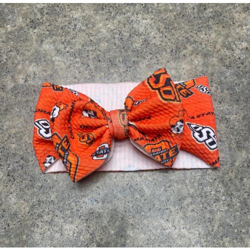 Oklahoma Bow MINI Headwrap for baby, Orange, Football