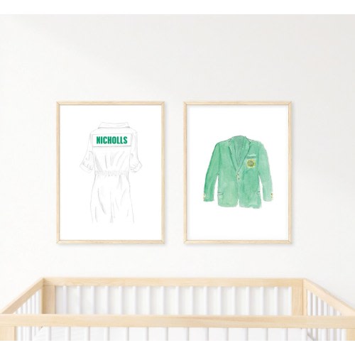 Watercolor Golf Masters Caddie Uniform Custom | Golf Nursery Wall Decor | Boy Nursery Wall Art | Golf Themed Watercolor Nursery Art Print