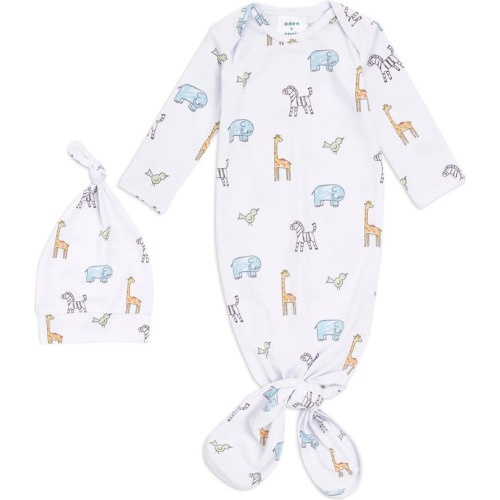 Baby Comfort Knit Gown & Hat Set, 0-3M, Jungle Jammin