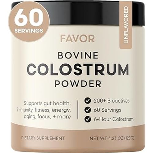 Bovine Colostrum Powder Supplement for Gut Health, Immune Support, & Overall Wellness, 30% IgG, 6-Hour Colostrum Supplement, 100% Pure, Unflavored, 60 Servings