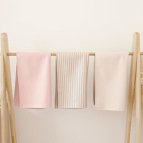 Konssy Faux Leather Baby Changing Mat, Waterproof, Wipeable & Portable Diaper Changing Pad for Travel or Home, Fits Perfectly in Diaper Bag, 30 x 17 inches (Beige,Stripes)