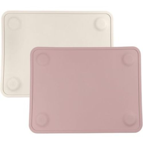 WeeSprout Silicone Suction Placemats for Babies, Toddlers & Kids - Small, 2 Pack (Matte Pink & Off-white)