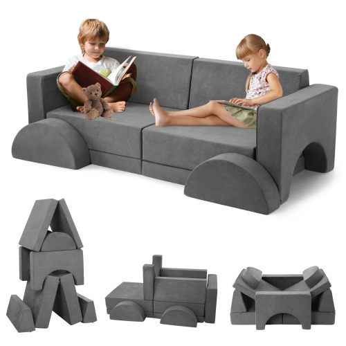8pcs Modular Kids Play Couch, Child Sectional Sofa, Convertible Foam and Floor Cushion