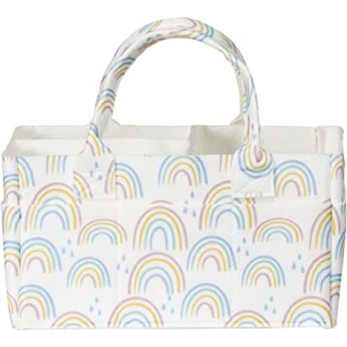 Sammy & Lou Collapsible Painterly Floral Felt Storage Caddy, Divided Design To Keep Diapers, Wipes And Changing Items Organized, Two Handles, 12 in x 6 in x 8 in