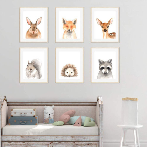 Harriet Bee Dare Rabbit Fox Deer Hedgehog Raccoon 6-Piece Set Paper Print & Reviews | Wayfair