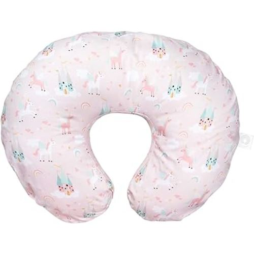 Boppy Nursing Pillow Cover, Pink Unicorns and Castles, Cotton Blend, Fits the Original Support for Breastfeeding, Bottle Feeding and Bonding, Cover Only, Sold Separately