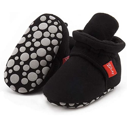 CENCIRILY Newborn Baby Girls Cotton Booties Infant Boys Slippers Stay on Sock Soft Shoes Non Skid Ankle Boots with Grippers Winter Warm First Walkers Crib Shoes