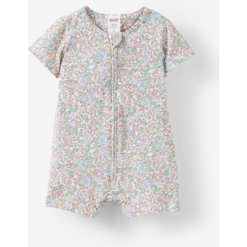The Billie Short Sleeve Zip Romper, 6-9M