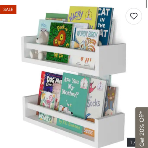 White Wall Mounted Bookshelves