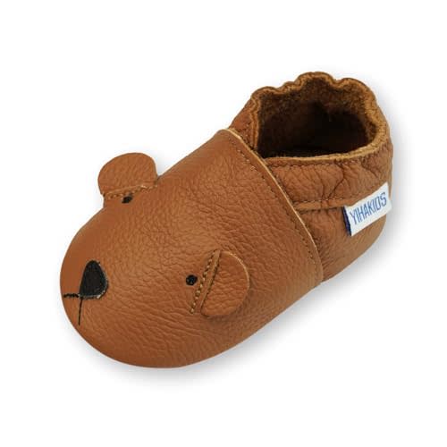 YIHAKIDS Baby Leather Shoes Soft Sole First Walking Moccasins Infants Toddler Boys Girls Crawling Slippers Slip-on Shoes with Elastic Ankle