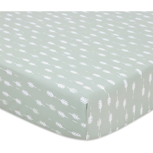 Little Haven Cotton Fitted Cot Sheet - Sage Foliage