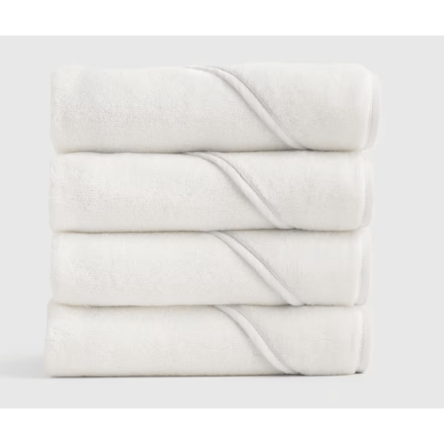 Organic Turkish Cotton Baby Hooded Towel Set 4-Pack in White