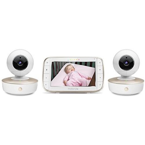 Motorola Video Baby Monitor - 2 Wide Angle HD Cameras with Infrared Night Vision and Remote Pan, Tilt, Zoom - 5-Inch LCD Color Display with Split Screen View, Room Temperature and Sound Alert MBP50-G2