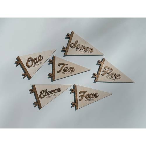 Flag Milestone | pennant Birth Announcement | Modern Milestones | Baby Shower gift | Boho Baby | Wooden Milestone | Newborn | Pregnancy