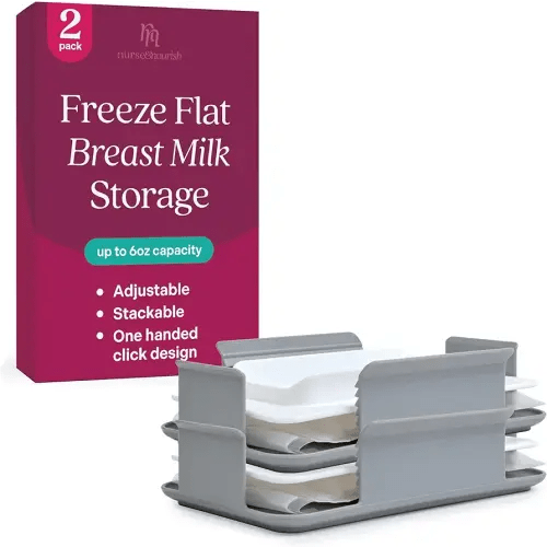 [2 Pack] Freeze Flat BreastMilk Storage - Easy-to-Use Breastmilk Freeze Flat Container - Freeze Flat Breast Milk Organizer Freezer - Breast Milk Freezer Storage Organizer - Freeze Flat for Breast Milk