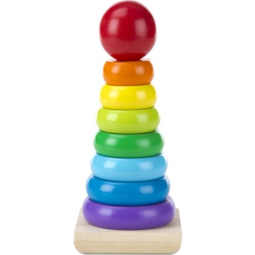 Melissa & Doug Rainbow Stacker Wooden Ring Educational Toy - Wooden Stacking Rings, Stacker Toys for Toddlers Ages 2+