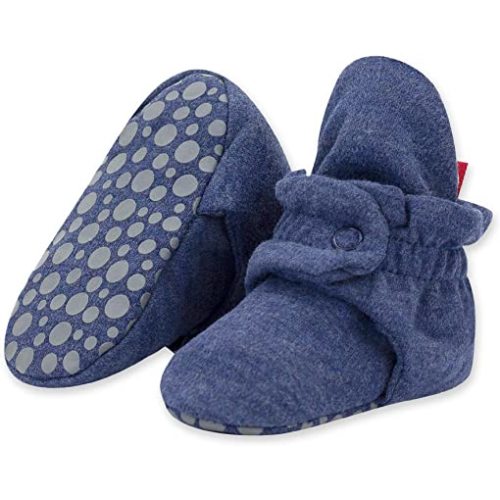 Zutano Unisex Organic Cotton Baby Booties With Gripper Soles, Soft Sole Stay-on Baby Shoes