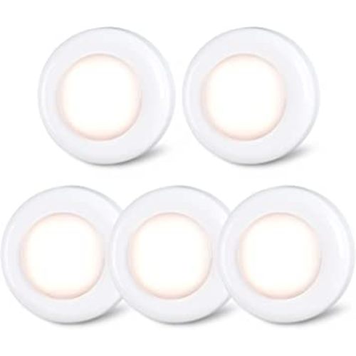 STAR-SPANGLED Tap Light Push Lights Mini Night Touch Light LED Puck Lights Portable Under Cabinet Lighting Battery Operated Powered DIY Stick On Lights Closet Counter Kitchen Warm White 5Pack
