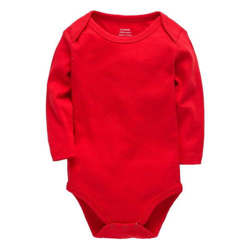 Povozer Baby Boys and Girls Long Sleeve Solid Color Onesie Bodysuits(Red,0-3M)