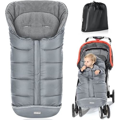 Orzbow Warm Bunting Bag Universal,Stroller Sleeping Bag Cold Weather,Waterproof Toddler Footmuff(Gray)