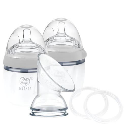 Haakaa Gen 3 Silicone Breast Pump and Bottle Pack 160 ml/6 oz Peach