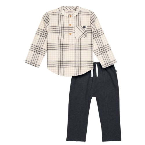 Modern Moments by Gerber Toddler Boy Mandarian Shirt and Pant Set, 2-Piece, Sizes 12M-5T