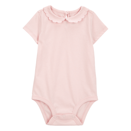 Baby Scalloped Collar Short-Sleeve Bodysuit - Pink - OshKosh B'gosh | Carter's