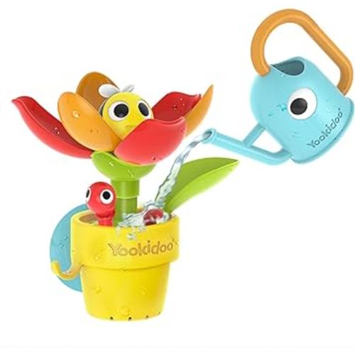 Yookidoo Toddler Baby Bath Toy (Ages 1-3) Pop-Up Bee Flower Sprinkler - Garden Adventure Set with Watering Can (Mold Free) Attach to Any Tub or Shower Fun for Bath time - Great for Boys,Girls,& Kids