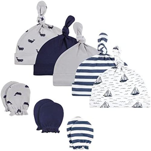 Hudson Baby Unisex Baby Cotton Cap and Scratch Mitten Set