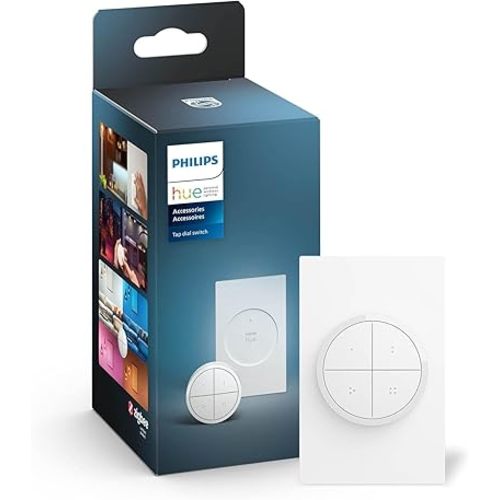 Philips Hue Wall Tap Dial Light Switch, Portable, White - 1 Pack - Requires Hue Lights and Hue Bridge - Smart Home - Easy, No-Wire Installation