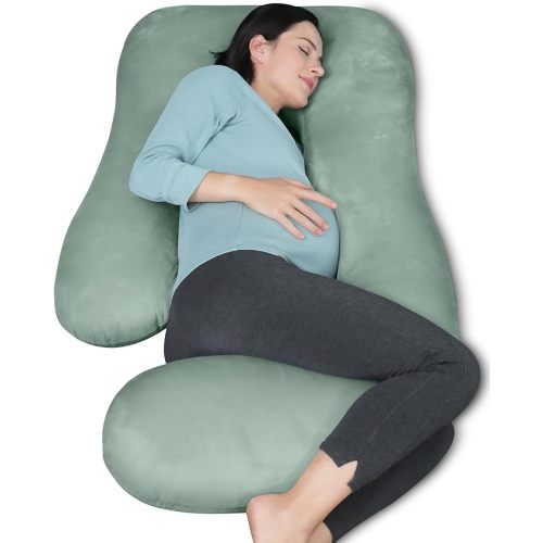 MOON PARK Pregnancy Pillows for Sleeping - U Shaped Full Body Maternity Pillow with Removable Cover - Support for Back, Legs, Belly, Hips - 57 Inch Pregnancy Pillow for Women - Green