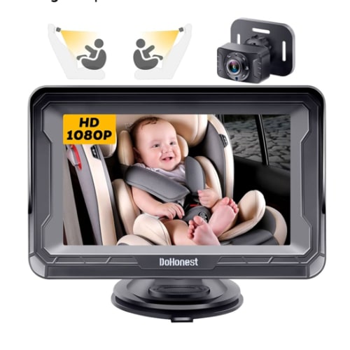 DoHonest Baby Car Camera HD 1080P - Rear-Facing Car Baby Monitor with Night Vision, Adjustable View Angle, Easy Setup, Anti-Glare Display, Safety for Kids & Infants