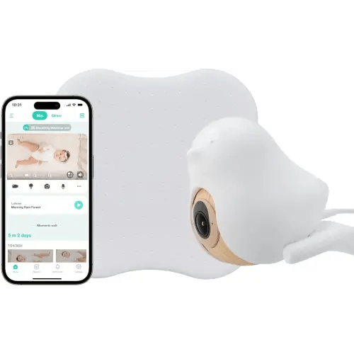 CuboAi 2025 New Model Sleep Safety Bundle, Safety Alerts & Breathing Motion Detection, 2.5K QHD Night Vision WiFi Baby Monitor Camera, 2-Way Audio, Temp & Humidity Sensor, Lullabies, App Control