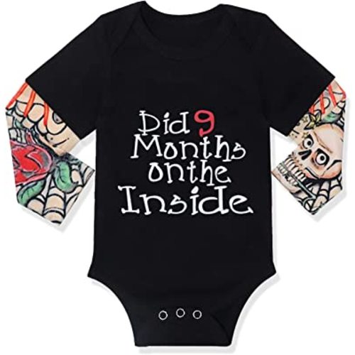 Fommy Baby Boy Clothes, Baby Clothes Letter Print Romper Tattoo Sleeves Bodysuit for Boy