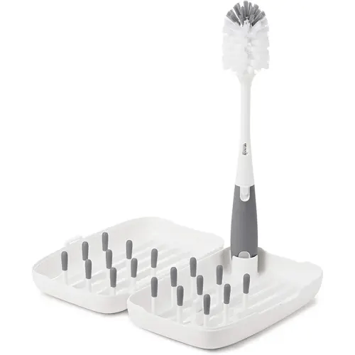 OXO Tot Travel Size Drying Rack with Bottle Brush- Gray