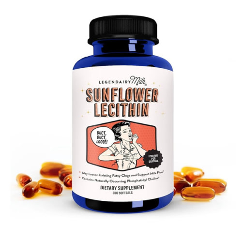 Legendairy Milk Sunflower Lecithin 1200mg, Lactation Support, Sunflower Lecithin Supplement for Clogged Milk Ducts, Made in USA, 200 Softgels