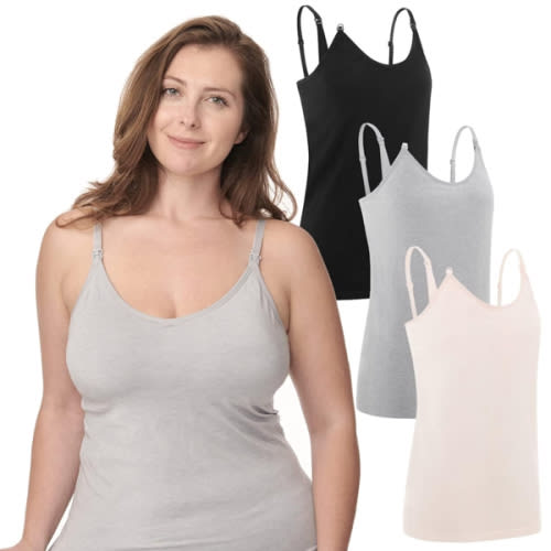 Under Control Nursing Cami Tank Tops for Breastfeeding Women Nursing Tops Maternity Shirts, Camisoles with Built in Bra 3Pack