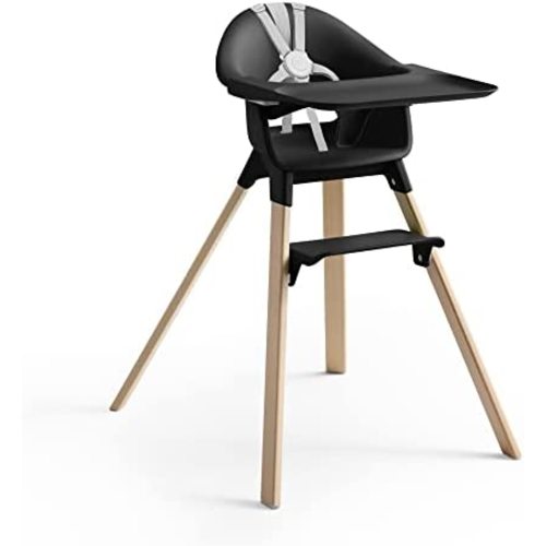 Stokke Clikk High Chair, Black Natural - All-in-One High Chair with Tray + Harness - Light, Durable & Travel Friendly - Ergonomic with Adjustable Features - Best for 6-36 Months or Up to 33 lbs